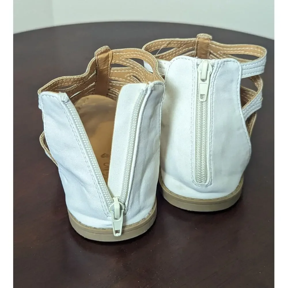 New Mossimo Aries Girls White Gladiator Sandals Heel Zipper Size 3